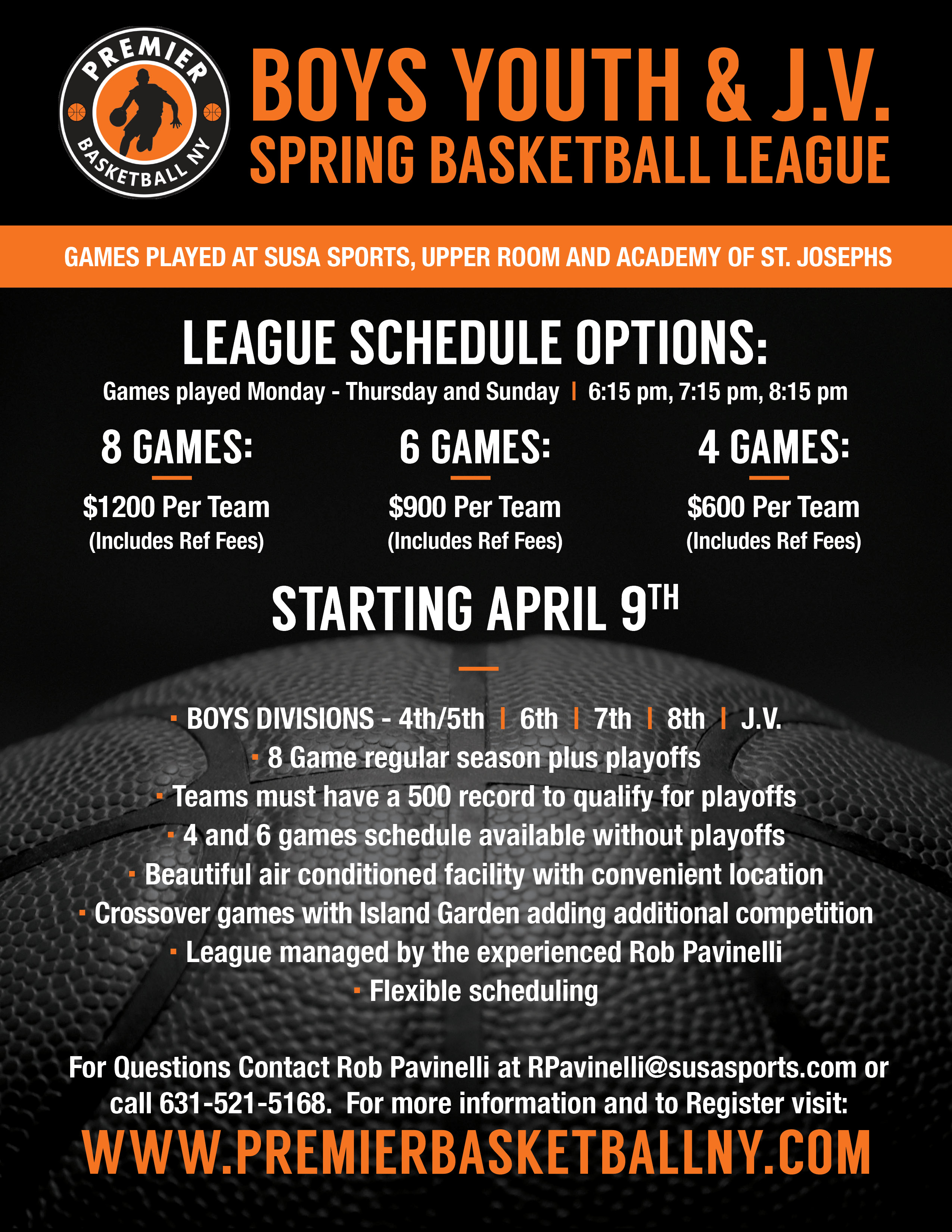 Boys Youth & J.V. Spring Basketball League Premier Basketball